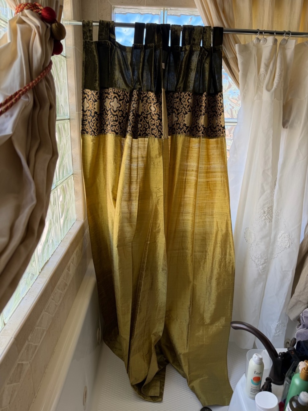 Gold and Black Decorative Curtain Panels (2)